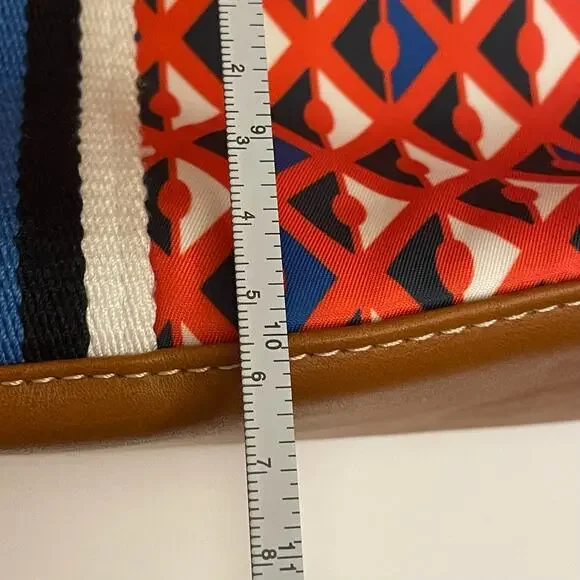 SALE!! Adrienne Vittadini crossbody bag geometric leather trim red white blue - Picture 9 of 10